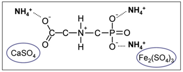Figure 3.  If sufficient ammonium ions are dissolved in water they can overwhelm the calcium and magnesium ions in the hard water forming the efficacious ammonium glyphosate.  The sulphate ions can also bind with the calcium, magnesium and even iron ions causing them to precipitate in the tank, further protecting the glyphosate but increasing the risk of filter residues (Courtesy of the University of Nebraska – Lincoln). 